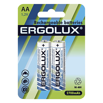 Аккумулятор Ergolux AA 2700 mAh Ni-Mh BL2 купить Батарейки, Аккумуляторы, з/у