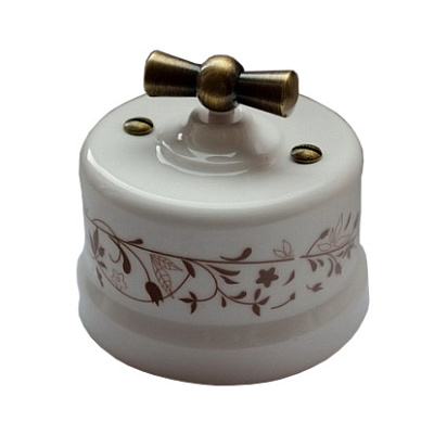 Выключатель 1кл проходной керамика белый декор Бирони В1-201-01-D6/2 купить Керамика