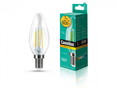Лампа Camelion LED7-C35-FL/830/E14 свеча  купить Светодиодные