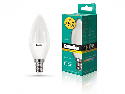 Лампа Camelion LED5-C35/830/E14 свеча купить Светодиодные