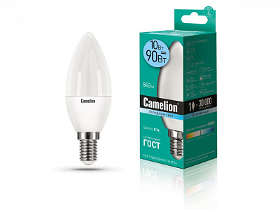 Лампа Camelion LED10-C35/845/E14 свеча купить Светодиодные