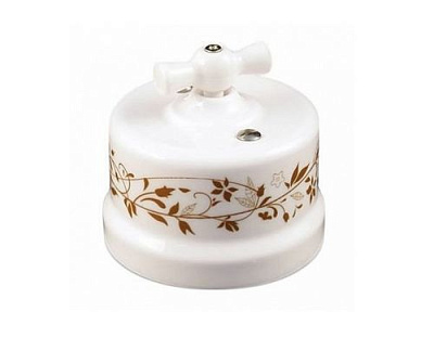 Выключатель 2кл керамика белый декор Бирони В1-202-01-D6/2 купить Керамика