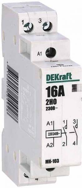 Контактор модульный MK-103 2HO 16A 230B 18050DEK Dekraft
