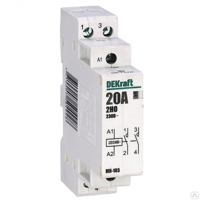 Контактор модульный MK-103 2HO 20A 230B 18057DEK Dekraft