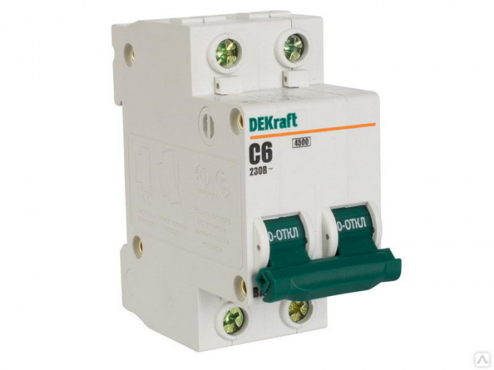 DEKraft Автоматический выключатель 2P 6A х-ка C 4.5kA
