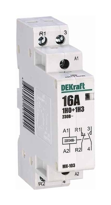 Контактор модульный MK-103 1HO+1H3 16A 230B 18051DEK Dekraft
