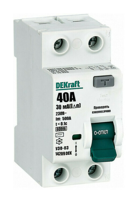 DEKraft УЗО-03 ВДТ 2P 40A 30mA AC 14209DEK