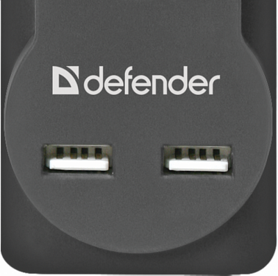 Сетевой фильтр Defender DFS-755 5роз.5м.черный 2*USB купить Сетевые фильтры