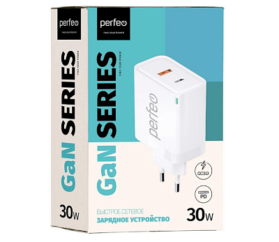 Адаптер Perfeo USB+TypeC 30W 3A купить Батарейки, Аккумуляторы, з/у