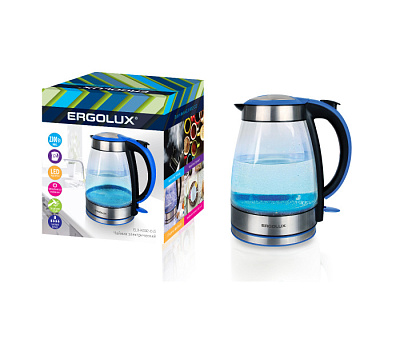 Чайник Ergolux ELX-KG02-C45 синий/черный купить Бытовая техника