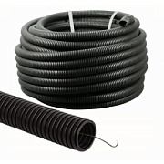 купить Труба гофрированная с протяжкой ПВХ D20мм черная бухта 25м Кабель несущие системы