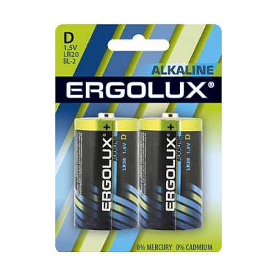 Батарейка Ergolux LR20 Alkaline BL-2 12/96 купить Батарейки, Аккумуляторы, з/у