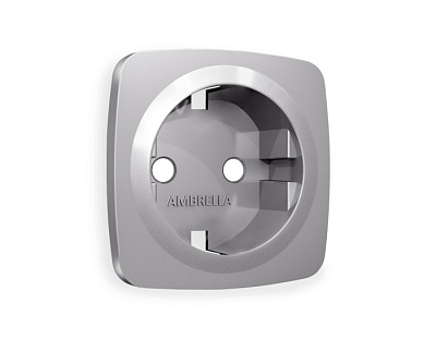 Лицевая панель розетки с з/к Ambrella Volt сталь матовый Omega OP5060 купить Ambrella Volt