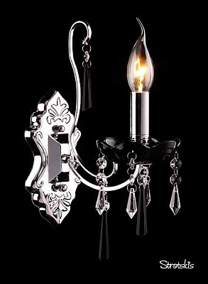 Бра EUROSVET 2026/1 хром/черный хрусталь E14 40W купить Бра