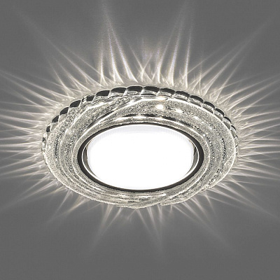 Точечный светильник Feron CD4037 хром/прозрачный  круг GX53 с LED подсветкой RGB купить Встраиваемые