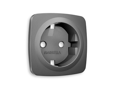 Лицевая панель розетки с з/к Ambrella Volt антрацит серый Omega OP6560 купить Ambrella Volt