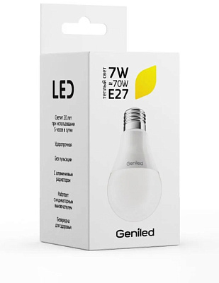 Лампа светодиодная Geniled E27 A60 7W 2700K 01327 купить Светодиодные