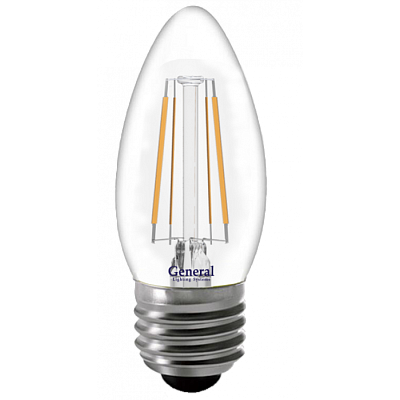 Лампа светодиодная General GLDEN-CS филамент 15W E27 4500K свеча 661420 1050Lm купить Светодиодные