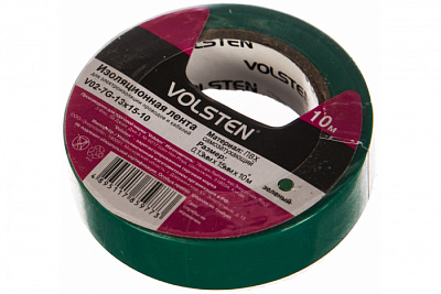 Изолента Volsten V02-7G-13х15-10 зеленая купить Комплектующие