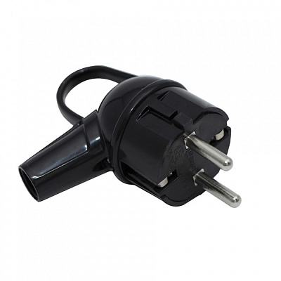 Вилка Makel угловая черная с кольцом 16А купить Вилки, Колодки