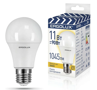 Лампа Ergolux LED-A60-11W-E27-3K купить Светодиодные