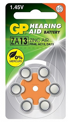 Батарейка для слуховых аппаратов GP ZA-13 BL6 купить Батарейки, Аккумуляторы, з/у