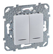 купить Переключатель 2 клавишный с подсветкой  Unica Белый MGU5.0303.18NZD           Unica