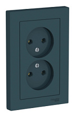 купить Розетка без заземления двойная с рамкой AtlasDesign Изумруд SE ATN000820 AtlasDesign