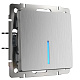 Выключатель 1 клавишный с подсветкой Werkel WL09-SW-1G-LED серебро рифленый W1110109 купить Werkel