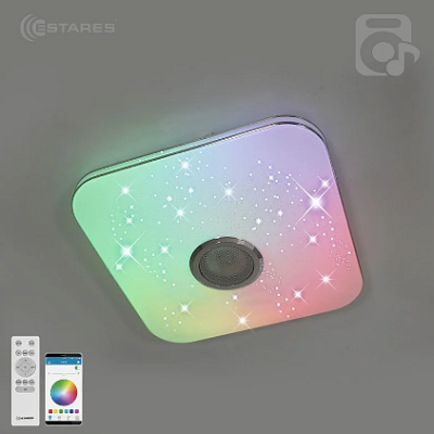 Люстра музыкальная Bluetooth, пульт Estares Music RGB 40W S-APP-330 WHITE/CHROME до 15кв.м купить Светодиодные люстры