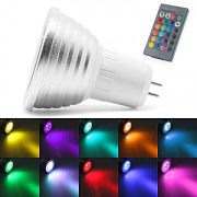 купить Лампа светодиодная QRCP-B9-F4-08 RGBW G5.3 MR16 15W +пульт Цветные