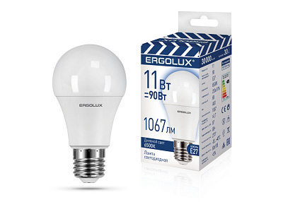 Лампа Ergolux LED-A60-11-E27-6K купить Светодиодные