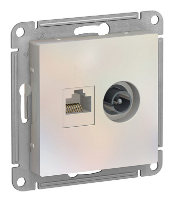 Розетка двойная RJ45+TV AtlasDesign Жемчуг SE ATN000489 купить AtlasDesign
