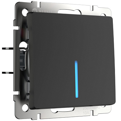 Выключатель 1 клавишный с подсветкой Werkel WL08-SW-1G-LED черный матовый купить Werkel