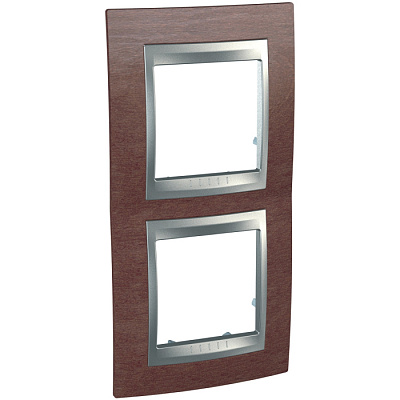 Рамка 2 постовая вертикальная Unica Top MGU66.004V.0M4 Табак Алюминий купить Unica Top Алюминий-металлик Рамки натуральное дерево