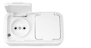 купить Розетка 2-ая б/з ПРАЛЕСКА АКВА РА16-302 ОУ IP 54 белая IP44 - IP56