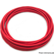 купить Провод ПВС 2*0,75 в тканевой оплетке красный Винтаж