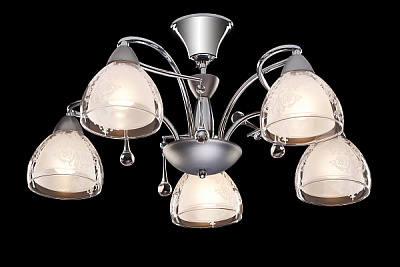 Люстра ламповая LINVEL LV 8876/5 Енисей E14 60W*5 сатин хром  купить Ламповые люстры