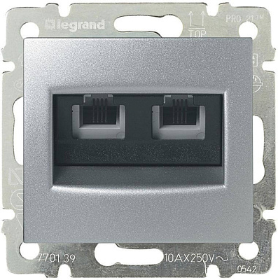 Розетка RJ11 двойная Legrand Valena Алюминий 770139 купить Legrand Valena