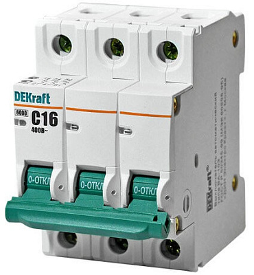 DEKraft Автоматический выключатель 3P 16A х-ка C 4.5kA купить DEKraft