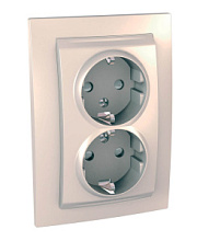 купить Розетка двойная с/з с защитными шторками Unica Бежевый MGU23.067.25D   Unica
