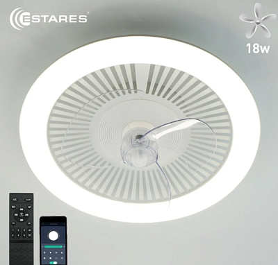 Люстра с вентилятором Estares FN-LM TOP 70W+18W R-APP-480*185 WHITE/WHITE до 20кв.м купить Светодиодные люстры