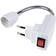 купить Переходник вилка-патрон E14 Ecola гибкий 150мм с выключателем белый Патроны