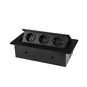 купить Блок розеток выдвижной в мебель Inrior TORO-03-20 3роз з/к 16A IP20 горизонтальный черный Трековые розетки