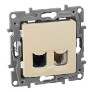 купить Розетка телефонная / компьютерная RJ45+RJ11 Legrand Etika 672352 Крем Legrand Etika