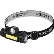 купить Фонарь налобный аккумуляторный Трофи GA-101 3Вт COB+3Вт LED 2 режима магнит Фонари
