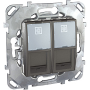 купить Розетка 2-постовая компьютерная категория 5е (RJ45) SE Unica Top MGU5.2020.12ZD Графит Unica Top