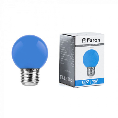 Лампа св/д FERON LB-37 5LED/1W 230V E27 синий купить Цветные
