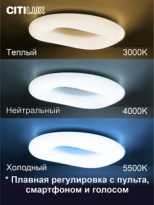 Люстра светодиодная CITILUX CL732A800G Стратус СМАРТ RGB 115W до 31кв.м ПУЛЬТ работает с Алисой**** купить Светодиодные люстры