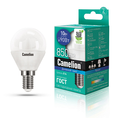 Лампа Camelion LED10-G45/865/E14 шарик купить Светодиодные